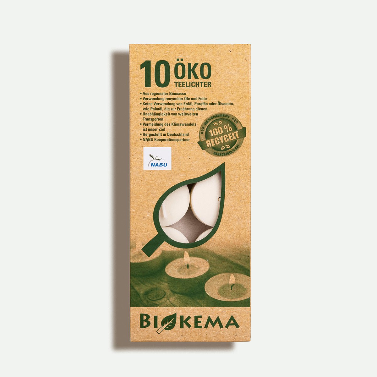 Biokema -Öko Teelichter weiß ohne Hülle - Smooth Panda - Umweltdrogerie