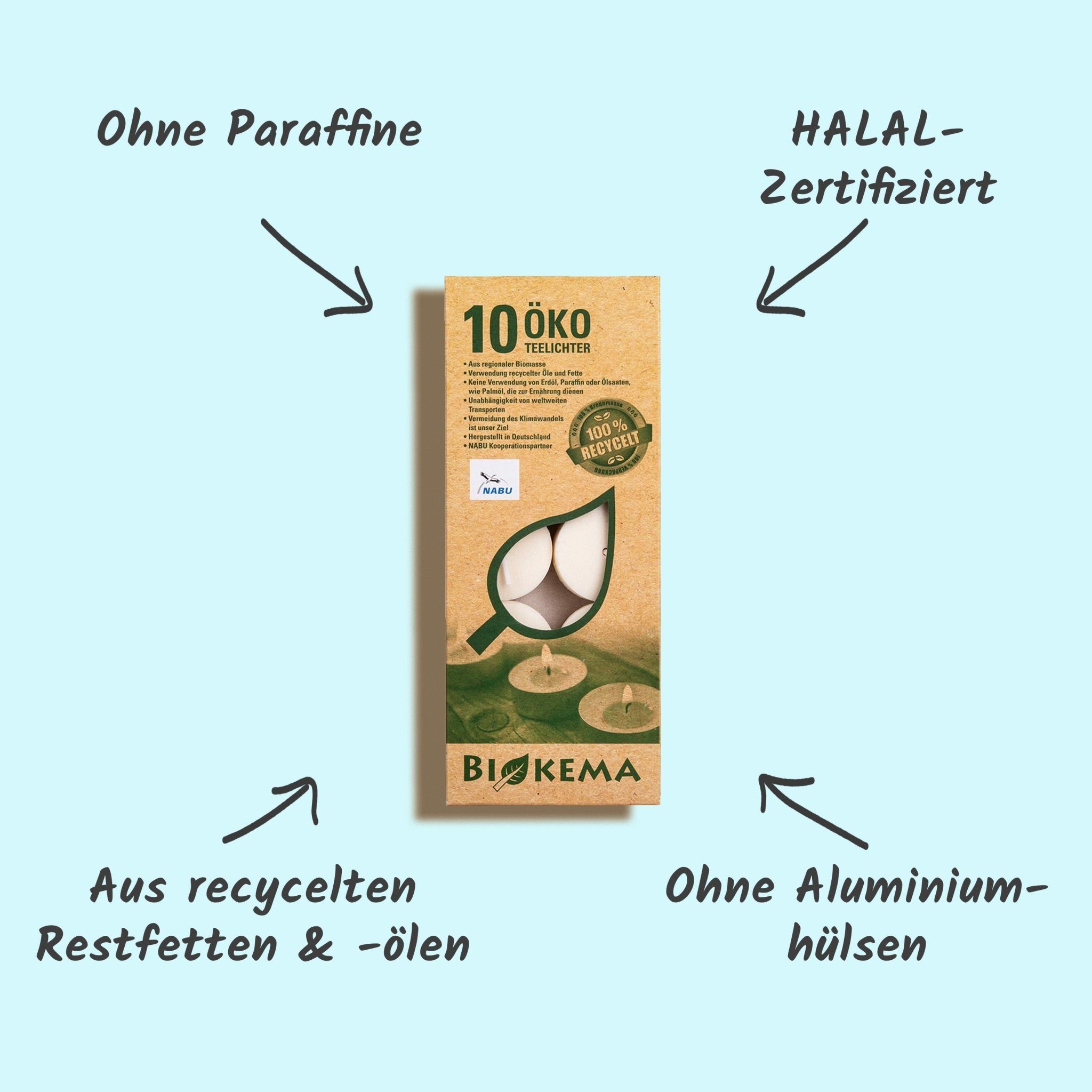 Öko Teelichter weiß ohne Hülle