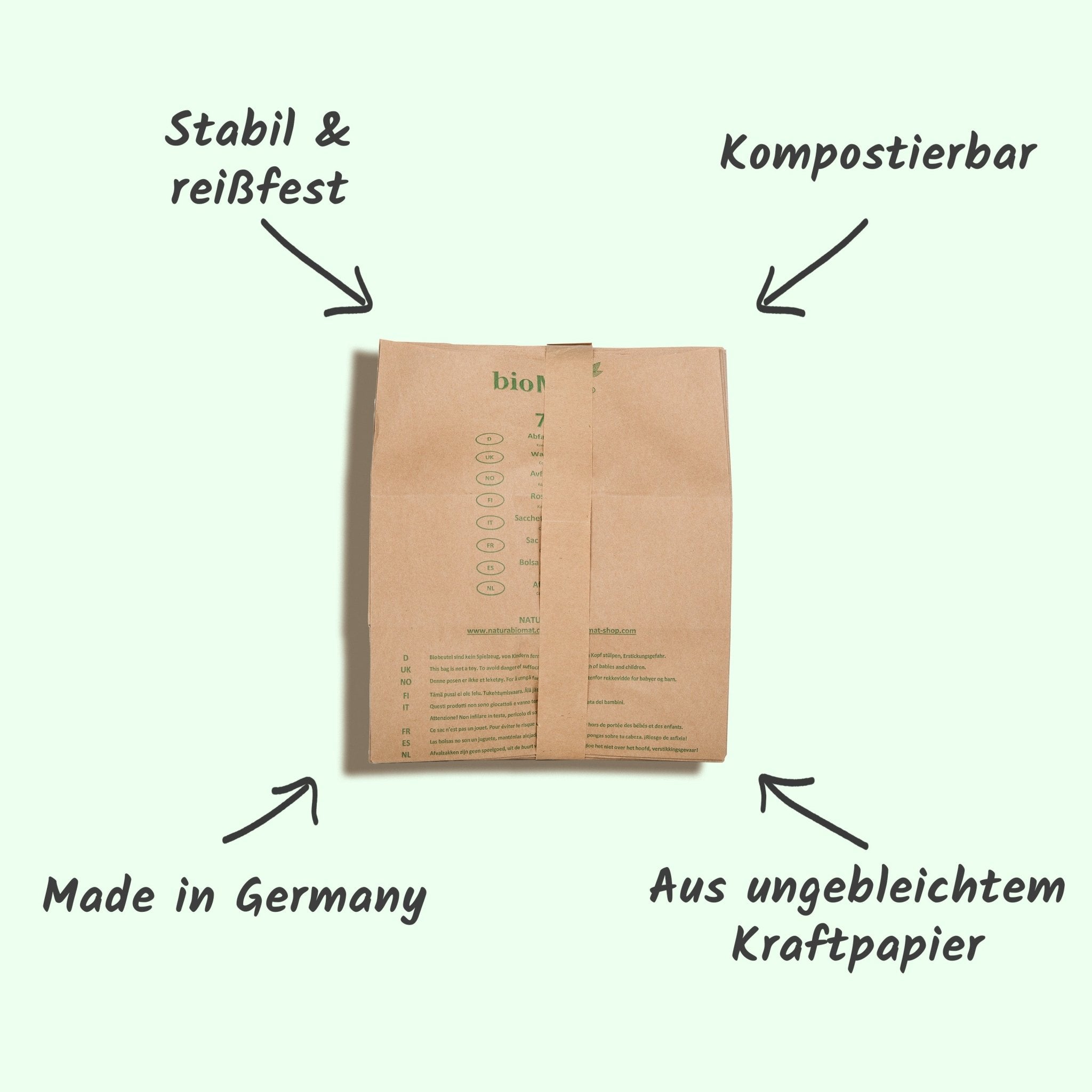 bioMAT -Abfallbeutel aus Kraftpapier - Smooth Panda - Umweltdrogerie