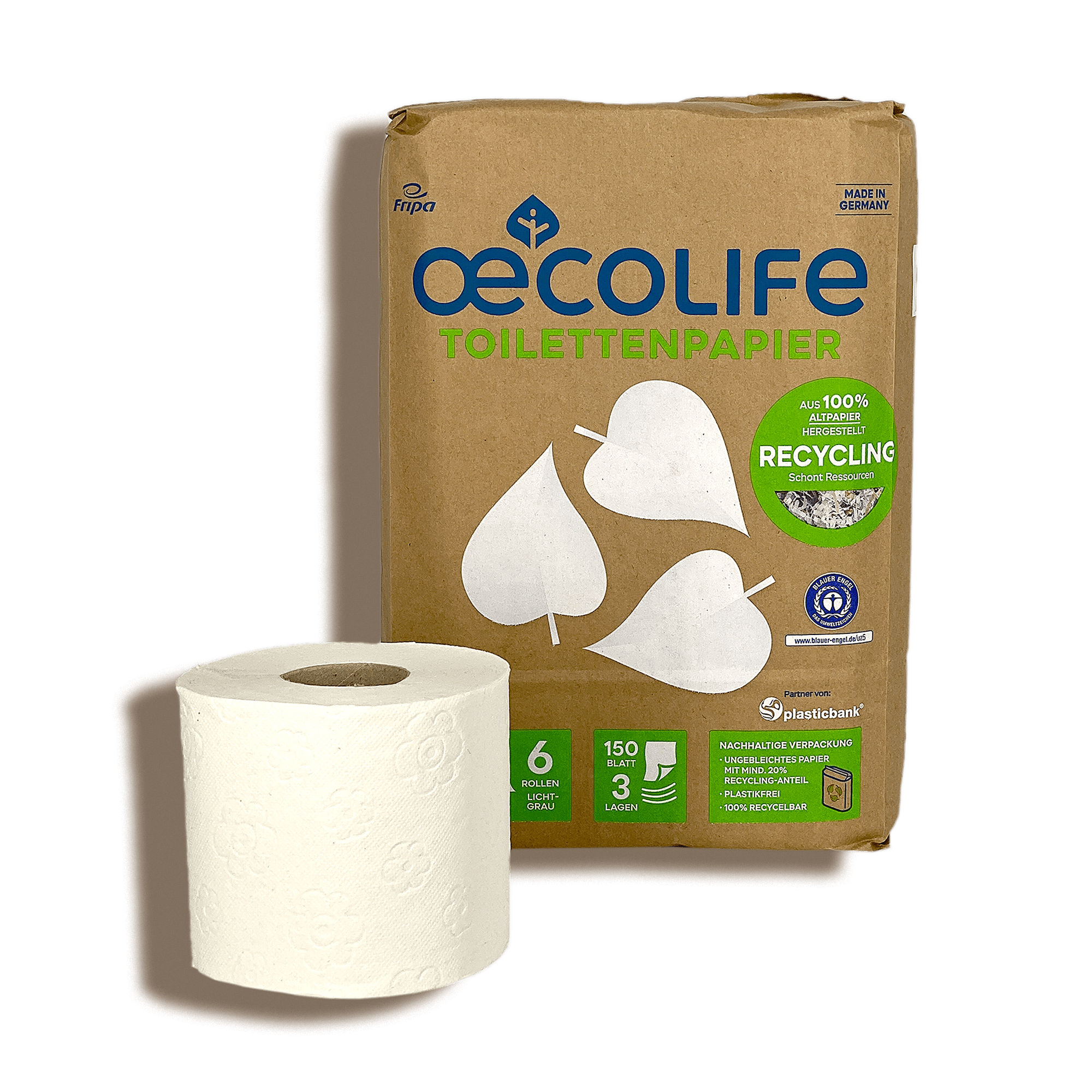 Recycling-Toilettenpapier (Made in Germany / 6 Rollen à 150 Blatt)