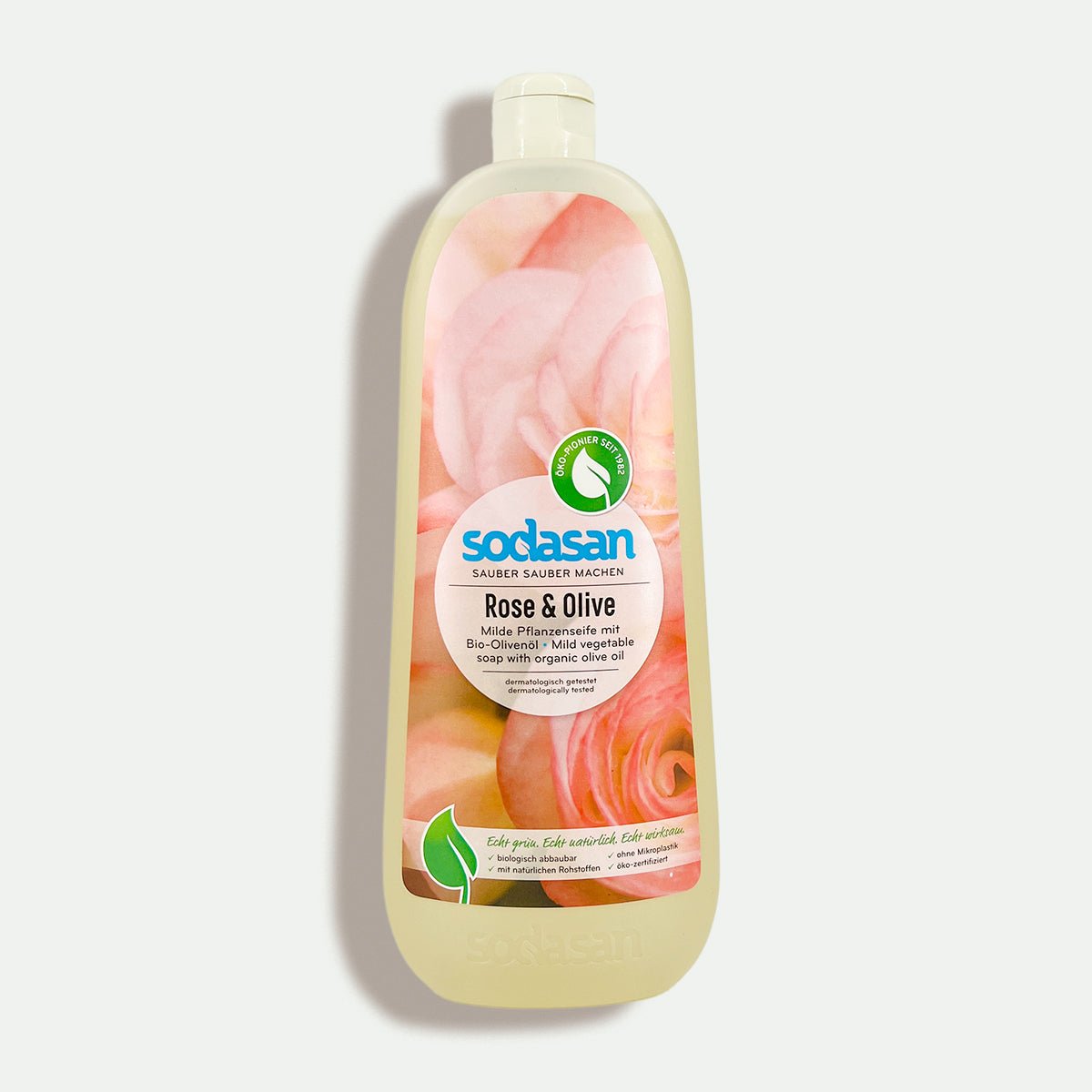 sodasan -Flüssigseife Rose & Olive Nachfüller 1l - Smooth Panda - Umweltdrogerie