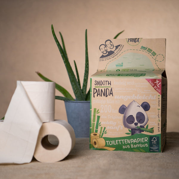 Smooth Panda -Klassik Bambus-Toilettenpapier (VERPACKT / ohne Prägung / 8 Rollen à 200 Blatt) - Smooth Panda - Umweltdrogerie